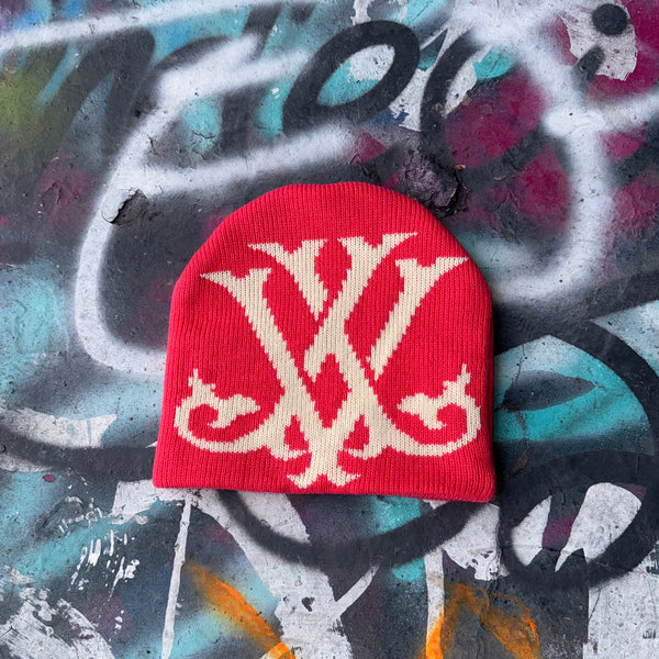 Red Salmon Jacquard Beanie