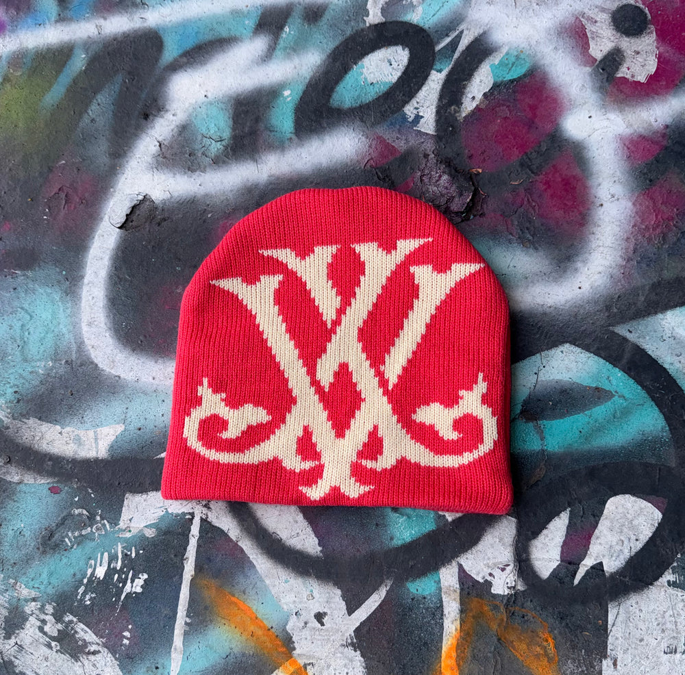 Red Salmon Jacquard Beanie
